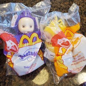 2 Y2K Teletubbies Mcds Plush Clips Still In Bags Laa-Laa & Tinky Winky